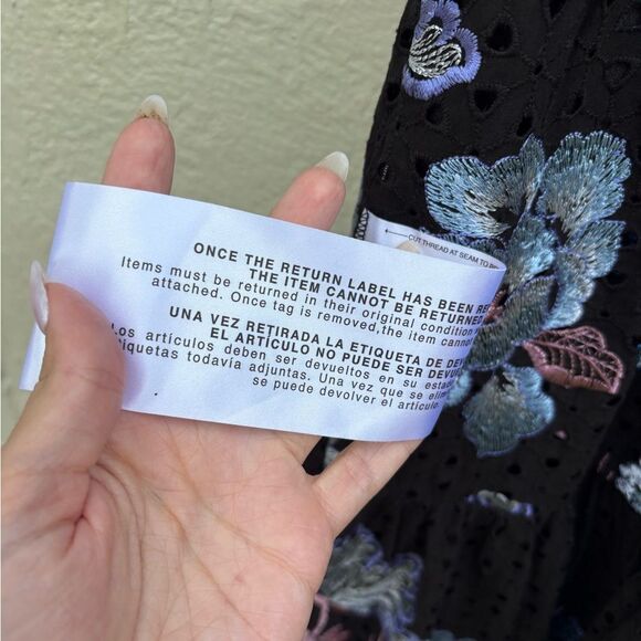 DRESS THE POPULATION | Abbie Floral Embroidered Eyelet Dress NWT Large Midi - Picture 8 of 11